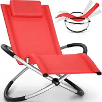 Tillvex Chaise longue de jardin rouge Chaise longue de relaxation Chaise longue à bascule Chaise longue de camping oscillante