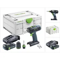 Festool T 18+3 Basic Perceuse-visseuse sans fil 18 V 50 Nm Brushless + 1x batterie 3,0 Ah + chargeur + Systainer