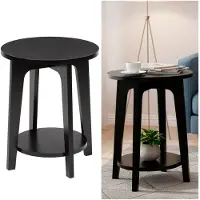 Springos Table basse | Ensemble de tables basses | Table d'appoint | Ronde | Lot de 2 | Noire | 40 cm