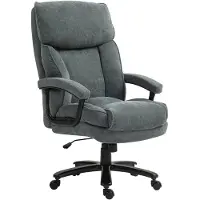 HOMCOM Chaise de bureau , chaise de bureau ergonomique avec fonction bascule, aspect lin