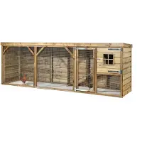 FATMOOSE Poulailler avec enclos CosyChicken Cottage en bois - 363 x 95 x 124 cm