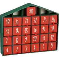 House of Seasons Calendrier de l'Avent de la Maison des Saisons - L5 x L33 x H28 cm - Papier recyclé - Rouge, vert