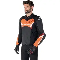 Alpinestars Veste de moto en cuir et textile perforée Faster V3 Airflow, noir/rouge fluo, taille 52