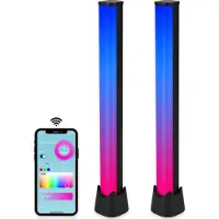 Gologi Smart Ambience Lighting - Lot de 2 - Lampe de table - Eclairage de moniteur - Lampe de bureau - Lampe de jeu - Barre LED - Ambilight TV - Aluminium - 30 cm - Noir