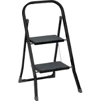 5 Five Marchepied à 2 marches avec poignée en métal, noir, acier et PP, L 45 x l 54 x H 80 cm