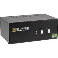 InLine Commutateur KVM de bureau , 2 ports, double moniteur DisplayPort 1.2, 4K, USB 2.0, audio