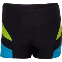 Crowell Garçons, Short de bain, Maillot de bain garçon Lenny col.01 noir-vert-bleu (164cm), Noir, (164)