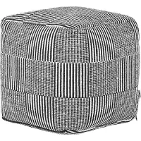 Beliani Pouf Pandran Noir Blanc Coton