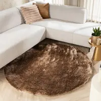 FRAAI Tapis rond à poils longs - Glorious Taupe | Ø 120 cm | Rond | Pile haute