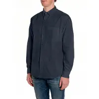 Replay pour homme. M4144.000.85486 Chemise en popeline de coton marine (L), Casuel, Classique, Manche longue