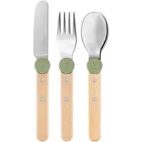 Opinel Le Petit Gourmet 3258 Olive Green, set de couverts pour enfants 3 pièces