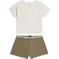 G-Star Shorty 'Tee and Short Pyjamas Set' olive / mélange de couleurs / blanc cassé