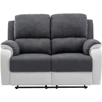Vente-unique Canapé 2 Places Relax En Microfibre Et Simili Gris Et Blanc Brody