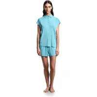 Emporio Armani pour femme. EW002964_AF19024 Pyjama Essential Studs bleu (S), Homewear, Viscose, Manche courte, Turquoise