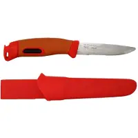 Morakniv Companion Spark Emergency (S) 14478 Orange/Red, couteau de bushcraft avec firesteel, partiellement dentelé