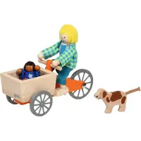 Goki Maison de poupée Goki Bicyclette en bois avec enfant et chien