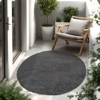 Paco Home In & Outdoor Tapis tissé plat uni moderne résistant aux intempéries pour terrasse cuisine Taille 80 cm Rond