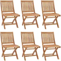 vidaXL Chaises de jardin pliantes avec coussins 6 pcs. Bois massif teck