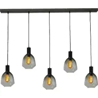 Masterlight Lampe suspendue 5 lumières - noire - Porto avec des lunettes vertes Nicolette