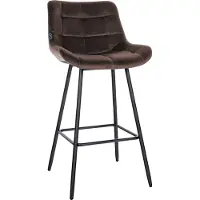 CLP Tabouret de bar Weston avec structure métallique et repose-pieds I Velours ou similicuir marron Matériau : velours