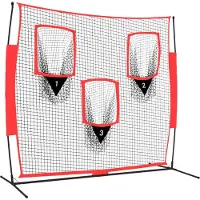 vidaXL Filet de baseball Portable Noir et rouge 183x105x183 cm Polyester