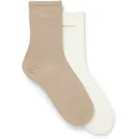 HUGO Lot de deux paires de chaussettes mi-hautes en coton mélangé avec logo
