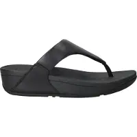 FitFlop Lulu Leather Toepost Teenslippers - Zwart - Maat 43