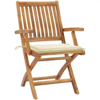 vidaXL Chaises de jardin 2 pcs. avec coussins blanc crème Teck massif