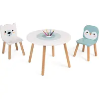 Janod Table en bois et 2 chaises - Ensemble de jeu pour enfants Polar
