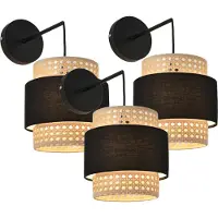 Lux.pro Set de 3 appliques 'Southampton' en rotin E14 Beige / Noir