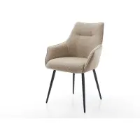DELIFE Chaise-de-salle-à-manger Alja-Flex avec accoudoirs tissu mixte couleur boue 4 pieds coniques noir ressorts ensachés