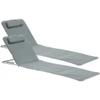 En.casa Tapis de plage 'Cellorigo' set de 2 avec dossier réglable pliable cadre en acier 160 x 49 cm Gris foncé