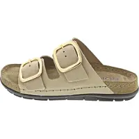 Rohde 5879-16 Mule femme, cuir, beige, semelle intérieure souple, largeur moyenne - Mule femme / séparateur d'orteils, beige, cuir (nubuk)