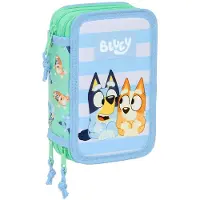 Bluey Triple étui multi-usages Bluey Sisters vert eau 12,5 x 19,5 x 5,5 cm 37 pièces