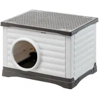 Ferplast Nische - - PETVILLA 60 - 54 x 43 x 38,5 cm - Weiß / Grau