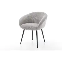DELIFE Chaise-de-salle-à-manger Vinka-Flex avec accoudoirs côtelé gris argenté 4 pieds coniques noir ressorts ensachés