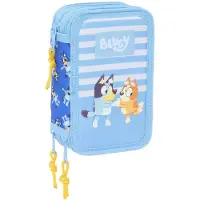 Bluey Triple trousse à crayons Bluey Let's play Bleu 12,5 x 19,5 x 5,5 cm 37 pièces