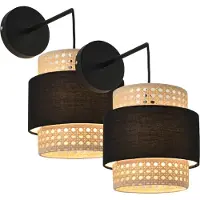 Lux.pro Applique murale set de 2 'Southampton' en optique rotin E14 Beige / Noir