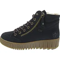 Rieker Damen TEX Plateau Stiefelette gefüttert Blau