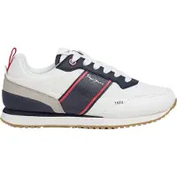 Pepe Jeans unisex pour enfant. PBS400007 Dublin Sport Sneakers white (35), Blanc, Plat, Lacets, Casuel, mode enfantine