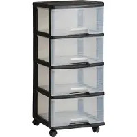 Curver VB 771319 Tray Système 4 x 20 L + Wheels, Plastique, Noir, 1.1000000000000001 x 1.1000000000000001 x cm
