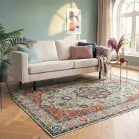 FRAAI Tapis vintage - Imagine Medallion Vert | 200x290 cm | Rectangulaire | Pile courte