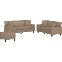vidaXL Ensemble de canapés 3 pièces avec coussins Cappuccino-Brun Similicuir