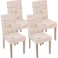 Mendler 4x chaise de séjour Littau, fauteuil tissu, crème, pieds couleur chaîne