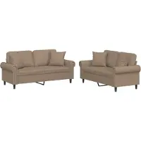 vidaXL Ensemble de canapés 2 pièces avec coussins Cappuccino-Brun Similicuir
