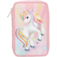 Ylvi & the Minimoomis Trousse Depesche rose pailletée Ylvi, 2 compartiments, cerf, SUGAR POP, école