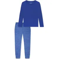Schiesser Pyjama 'Casual Essentials' bleu / bleu foncé