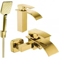 Mexen Aries R62 Mélangeur lavabo et baignoire avec accessoires, or (744803R62-50)