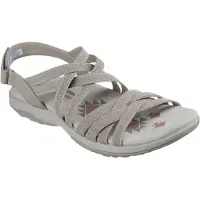 SKECHERS pour femme. 163571 Sandales Reggae Slim Summer Getaway taupe (41), Plat, Velcro, Casuel