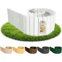 Pemicont Floranica Palissade de jardin bois sans piquets 200 x 40 cm, Blanc – pin en rouleau, à enterrer ou en habillage